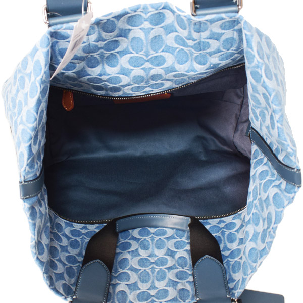 画像: 【COACH】コーチ バッグ メンズ デニム レザー シグネチャー スモール ツアー ダブル ハンドル 2way トートバッグ ハンドバッグ デニム〔日本未発売〕