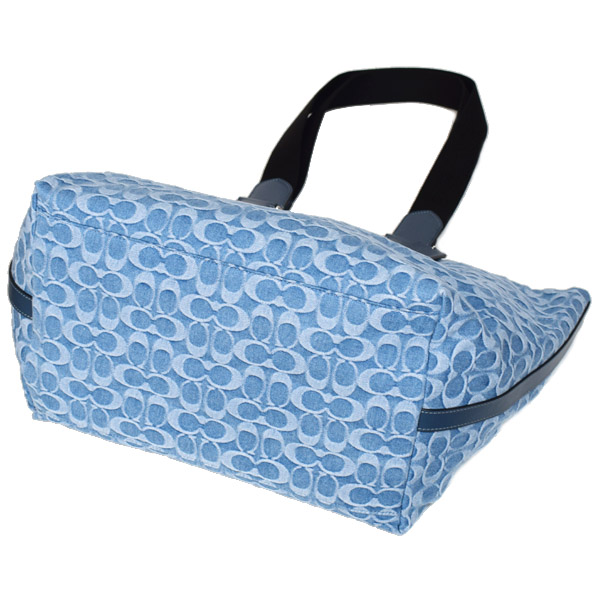 画像: 【COACH】コーチ バッグ メンズ デニム レザー シグネチャー スモール ツアー ダブル ハンドル 2way トートバッグ ハンドバッグ デニム〔日本未発売〕