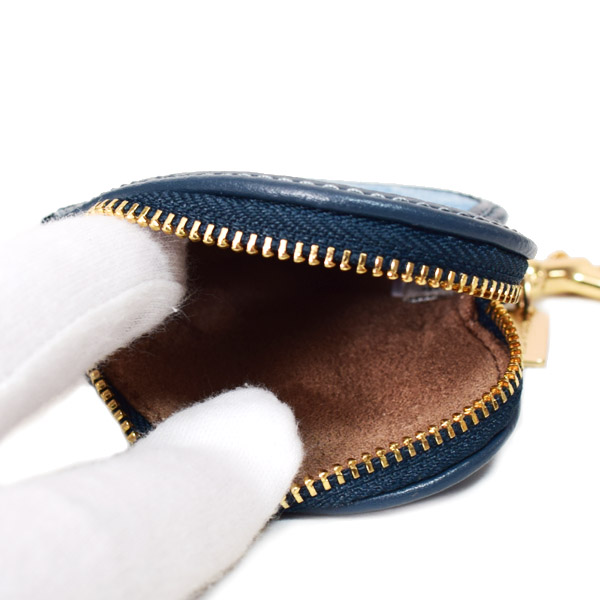 画像: 【COACH】コーチ キーホルダー デニム レザー シグネチャー ハート型 ポーチ コインケース ドッグリーシュ バッグチャーム インディゴ（日本未発売）