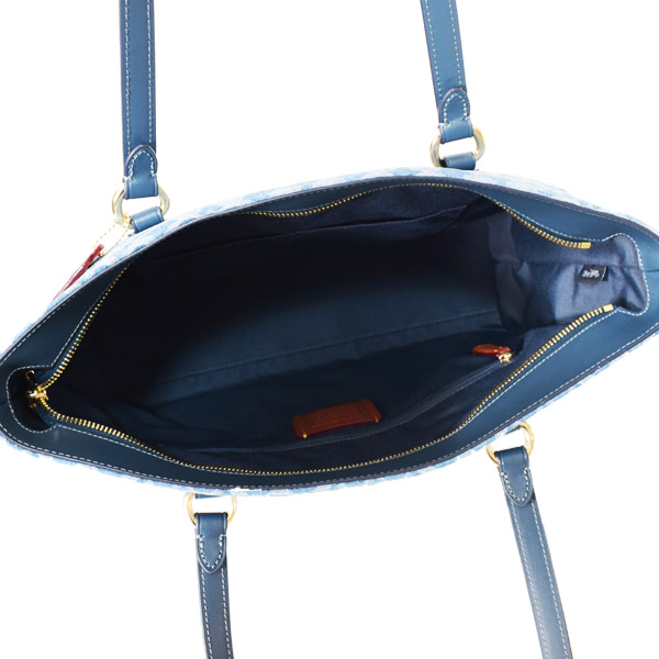 画像: 【COACH】コーチ バッグ トート デニム レザー シグネチャー ステーション ジップ トートバッグ インディゴ〔日本未発売〕