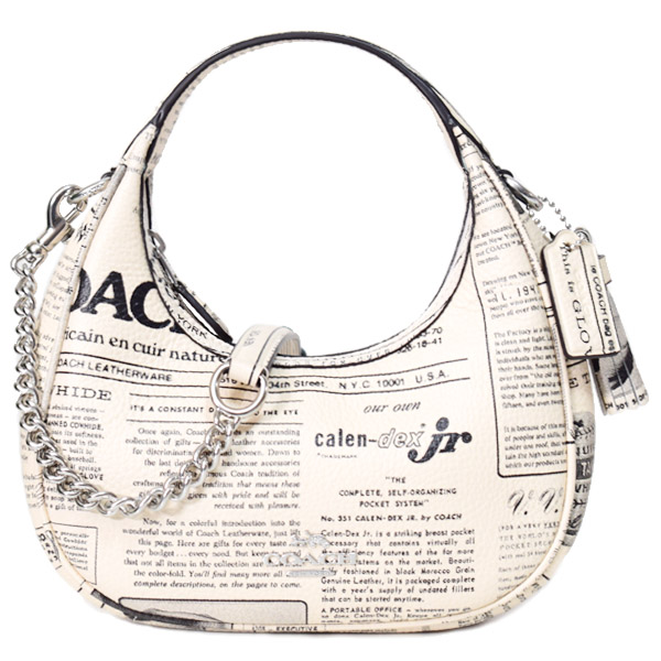 画像1: 【COACH】コーチ バッグ レザー ニュースペーパー プリント カルメン ミニ ロゴ 2way チェーン クロスボディ 斜め掛け ショルダーバッグ ハンドバッグ チャークマルチ（日本未発売） (1)