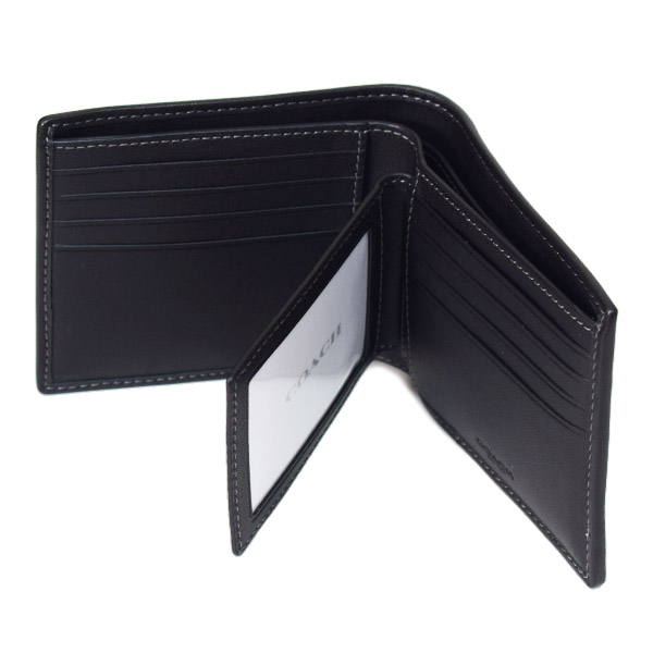 画像: 【COACH】コーチ 財布 メンズ デニム レザー シグネチャー コンパクト ID カードケース付き 2点セット 二つ折り財布 ライトインディゴ（日本未発売）