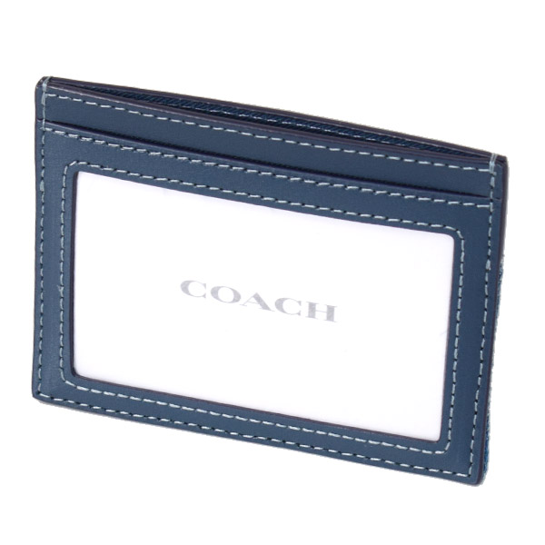 画像: 【COACH】コーチ カードケース デニム レザー キルティング ロゴ スリム ID パスケース カードケース  定期入れ 名刺入れ インディゴ（日本未発売）