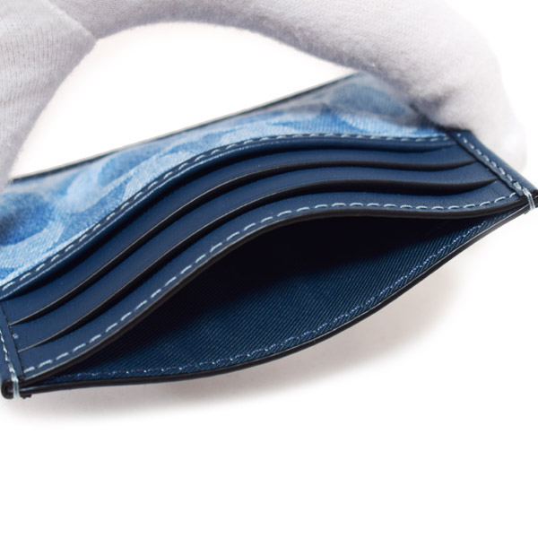 画像: 【COACH】コーチ カードケース デニム レザー シグネチャー スリム カードケース ID パスケース 名刺入れ 定期入れ デニム（日本未発売）