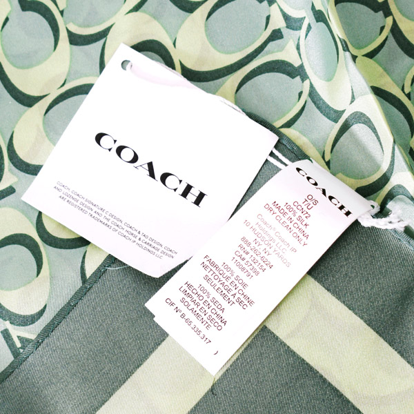 画像: 【COACH】コーチ スカーフ シルク 100% シグネチャー スクエア バンダナ スカーフ ストール ミント〔日本未発売〕
