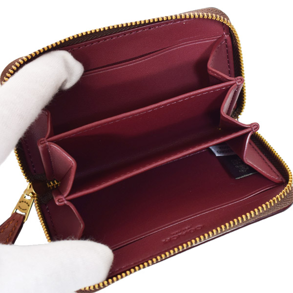 画像: 【COACH】コーチ カードケース コーティングキャンバス レザー シグネチャー エッセンシャル スモール ジップ アラウンド スクエア スリム コインケース タンキャラメル（日本未発売）