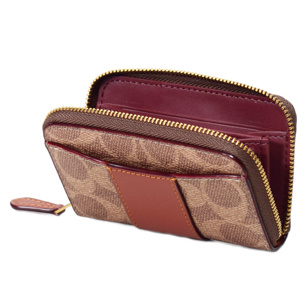 画像: 【COACH】コーチ カードケース コーティングキャンバス レザー シグネチャー エッセンシャル スモール ジップ アラウンド スクエア スリム コインケース タンキャラメル（日本未発売）