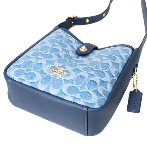 画像: 【COACH】コーチ バッグ デニム レザー シグネチャー ハドリー ターンロック ロゴ 斜めがけ クロスボディー ショルダーバッグ インディゴ（日本未発売）