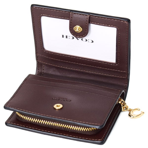 画像: 【COACH】コーチ 財布 二つ折り グラデーション コーティングキャンバス レザー シグネチャー ロゴ チャーム スナップ ウォレット 財布 ブラウン（日本未発売）