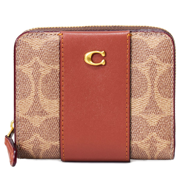画像1: 【COACH】コーチ 財布 コーティングキャンバス レザー シグネチャー カラーブラック ビルフォールド ロゴ スナップ ウォレット 二つ折り 財布 タンキャラメル（日本未発売） (1)