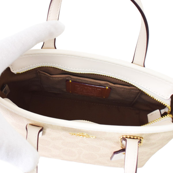 画像: 【COACH】コーチ バッグ コーティングキャンバス レザー シグネチャー ミニ シティ トート 2WAY クロスボディ ショルダー ハンドバッグ サンド×チャーク（日本未発売）