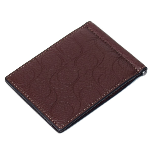 画像: 【COACH】コーチ 財布 メンズ レザー シグネチャー 型押し マネークリップ スリム ビルフォールド 二つ折り カードケース 財布 メイプル（日本未発売）
