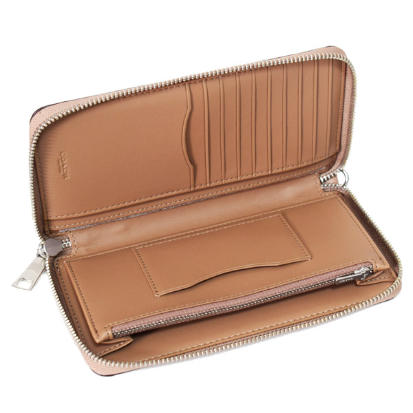 画像: 【COACH】コーチ 長財布 コーティングキャンバス レザー シグネチャー デタッチャブル カードケース付き リストレット ロング ジップ アラウンド 長財布 サンド×トープ〔日本未発売〕