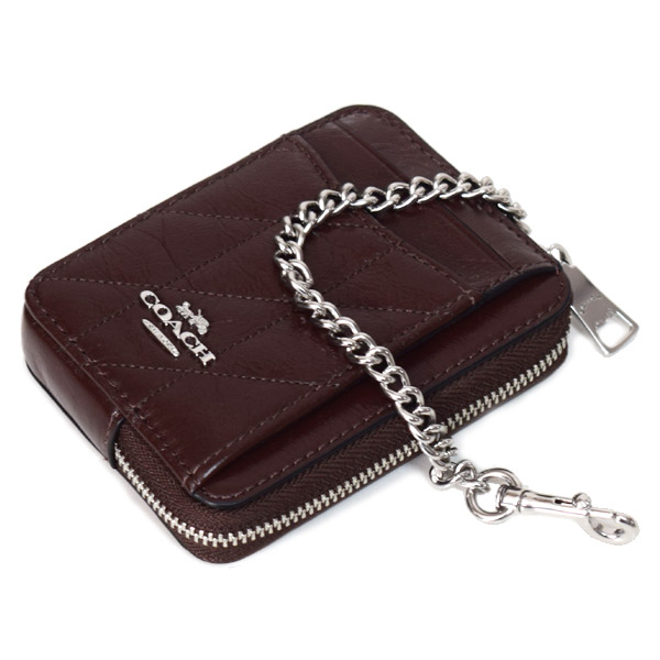 画像: 【COACH】コーチ コインケース キルティング レザー チェーン ジップ カードケース カードポーチ 定期入れ 名刺入れ 小銭入れ メイプル（日本未発売）