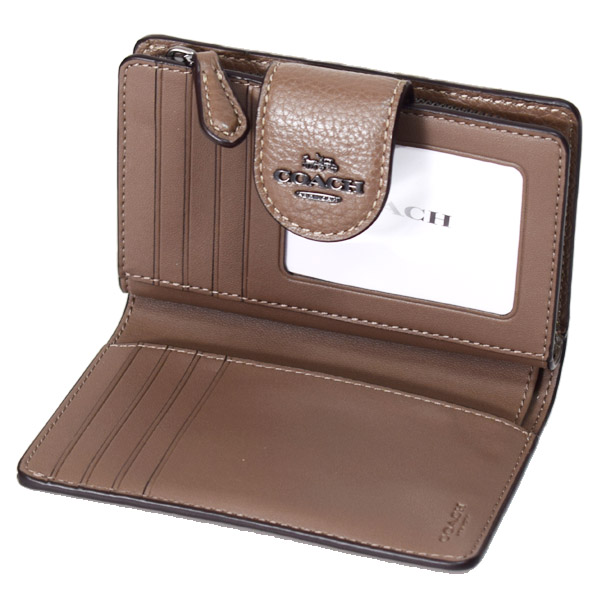 画像: 【COACH】コーチ 財布 ぺブルレザー ロゴ ミディアム コーナー ジップ ウォレット 二つ折り財布 ダークストーン（日本未発売）