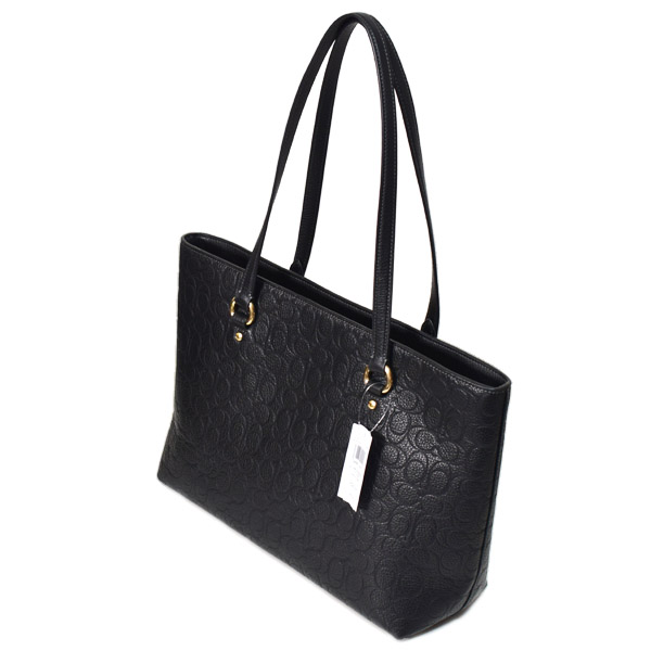 画像: 【COACH】コーチ バッグ トート ぺブルレザー シグネチャー 型押し ステーション ジップ トートバッグ ブラック〔日本未発売〕