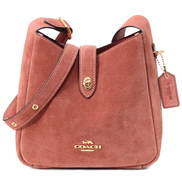 画像1: 【COACH】コーチ バッグ スエード レザー ハドリー ミニ ターンロック ロゴ 斜めがけ クロスボディー ショルダーバッグ クレイ（日本未発売） (1)