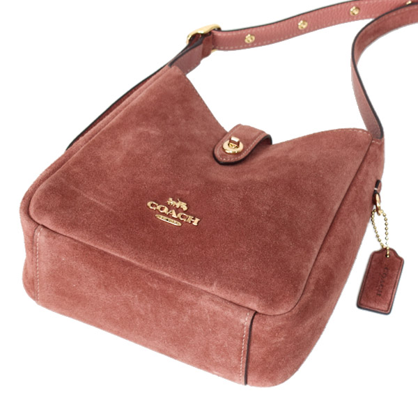 画像: 【COACH】コーチ バッグ スエード レザー ハドリー ミニ ターンロック ロゴ 斜めがけ クロスボディー ショルダーバッグ クレイ（日本未発売）