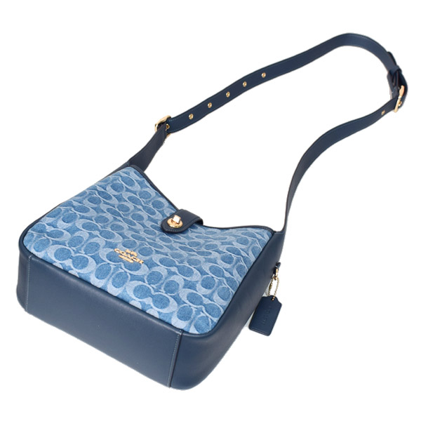 画像: 【COACH】コーチ バッグ デニム レザー シグネチャー ハドリー コンバーチブル ターンロック 2WAY 斜めがけ クロスボディー ショルダー ハンドバッグ インディゴ（日本未発売）