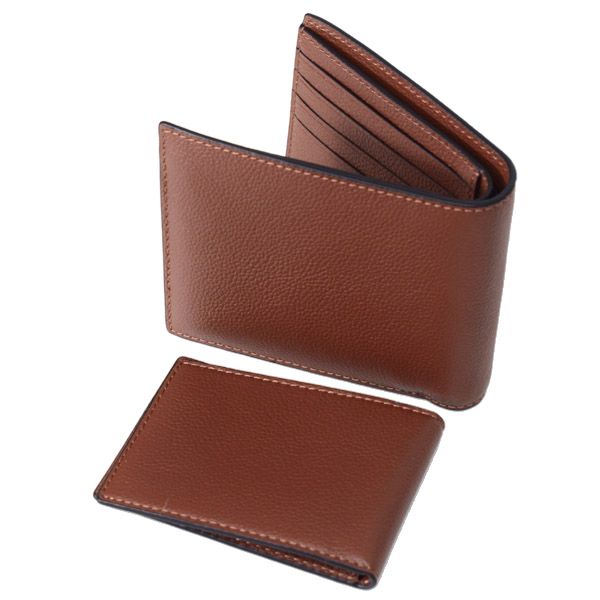 画像: 【COACH】コーチ 財布 メンズ レザー ロゴ スリーインワン ウォレット コンパクト ID カードケース付き 2点セット 二つ折り財布 ダークサドル（日本未発売）