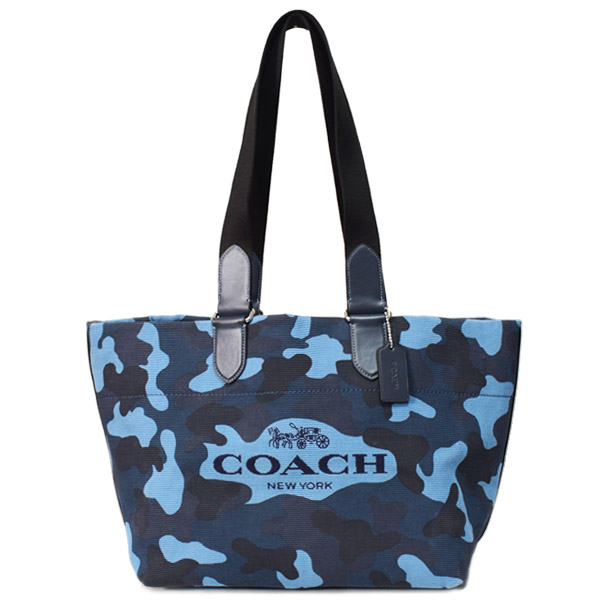画像1: 【COACH】コーチ メンズ バッグ キャンバス レザー カモフラ 迷彩柄 スモール ツアー ダブル ハンドル 2way トートバッグ ハンドバッグ ブルーマルチ〔日本未発売〕 (1)
