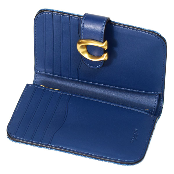 画像: 【COACH】コーチ 財布 デニム レザー タビー ロゴ コンパクト ウォレット 二つ折り財布 ディープブルー（日本未発売）