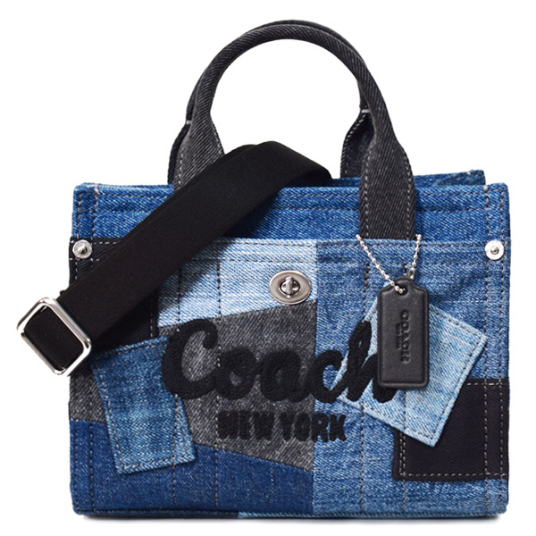 画像1: 【COACH】コーチ バッグ デニム パッチワーク カーゴ トート 刺繡 20 ミニ ロゴ 2WAY クロスボディ ショルダー ハンドバッグ トートバッグ  デニムマルチ（日本未発売） (1)