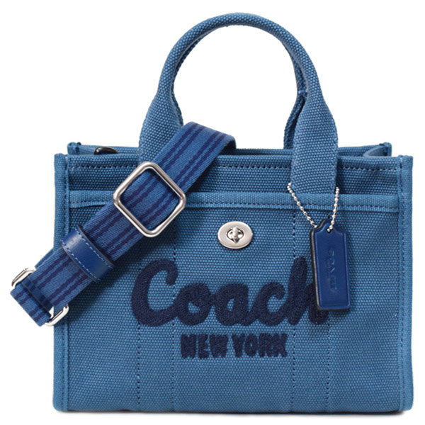 画像1: 【COACH】コーチ バッグ カーゴ キャンバス デニム トート 刺繡 20 ミニ ロゴ 2WAY クロスボディ ショルダー ハンドバッグ キャンバストート インディゴ（日本未発売） (1)