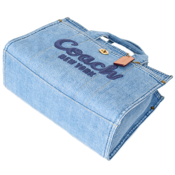 画像: 【COACH】コーチ バッグ デニム カーゴ トート レザー 刺繡 ロゴ 2WAY クロスボディ ショルダー ハンドバッグ トートバッグ インディゴ（日本未発売）