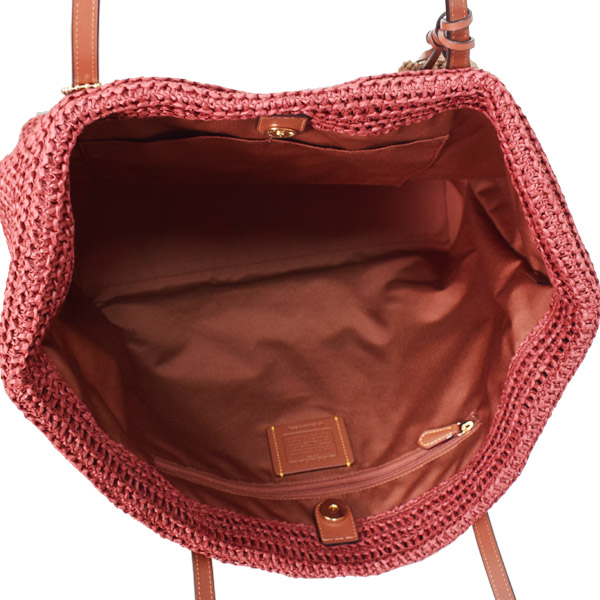 画像: 【COACH】コーチ バッグ かごバッグ ストロー レザー ラージ シティ トート サイコロ テディベア さくらんぼ チャーム付き ロゴ トートバッグ ラシット〔日本未発売〕