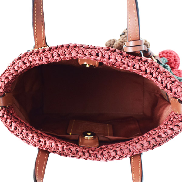 画像: 【COACH】コーチ バッグ かごバッグ ストロー レザー ミニ シティ トート チャーム付き ロゴ 2WAY クロスボディ ショルダー ハンドバッグ ラシット（日本未発売）