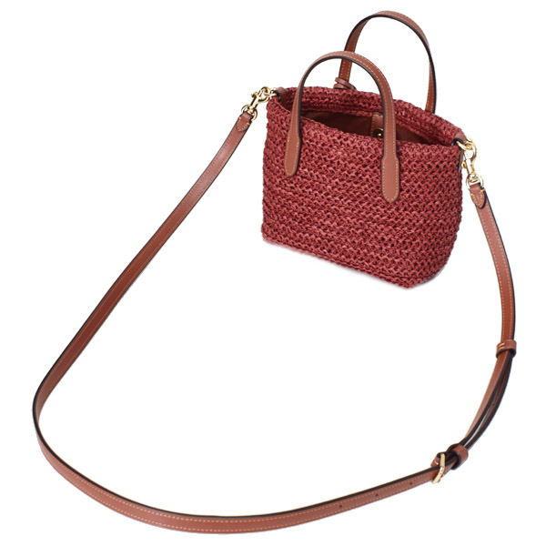 画像: 【COACH】コーチ バッグ かごバッグ ストロー レザー ミニ シティ トート チャーム付き ロゴ 2WAY クロスボディ ショルダー ハンドバッグ ラシット（日本未発売）