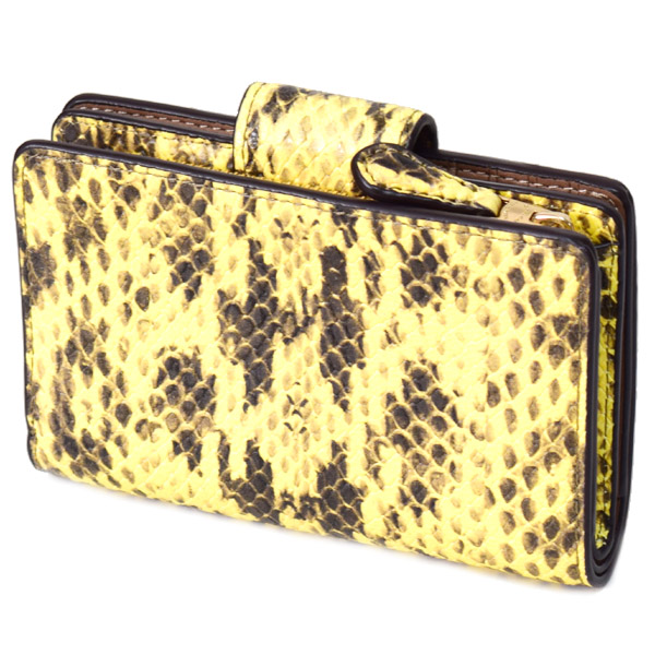 画像: 【COACH】コーチ 財布 パイソン スネー エンボスドレザーク アニマル ロゴ ミディアム コーナー ジップ ウォレット 二つ折り財布 イエロー（日本未発売）