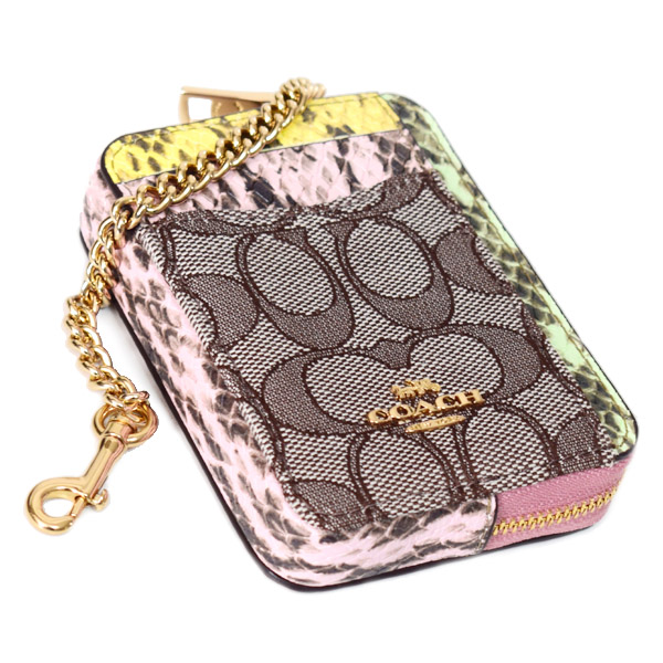 画像: 【COACH】コーチ カードケース パイソン ジャガード レザー シグネチャー アニマル スネーク チェーン ロゴ ジップ カードケース カードポーチ 定期入れ 名刺入れ コインケース オークマルチ（日本未発売）