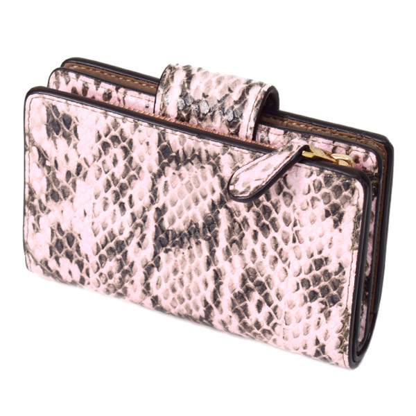 画像: 【COACH】コーチ 財布 パイソン スネークレザー  エンボスドアニマル ロゴ ミディアム コーナー ジップ ウォレット 二つ折り財布 ピンク（日本未発売）