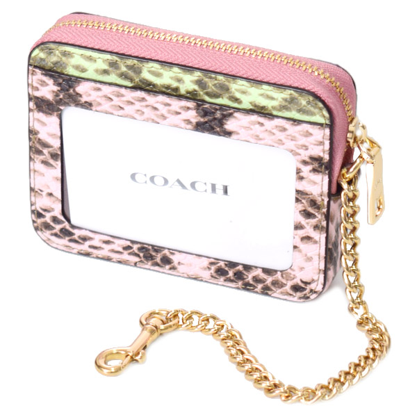 画像: 【COACH】コーチ カードケース パイソン ジャガード レザー シグネチャー アニマル スネーク チェーン ロゴ ジップ カードケース カードポーチ 定期入れ 名刺入れ コインケース オークマルチ（日本未発売）