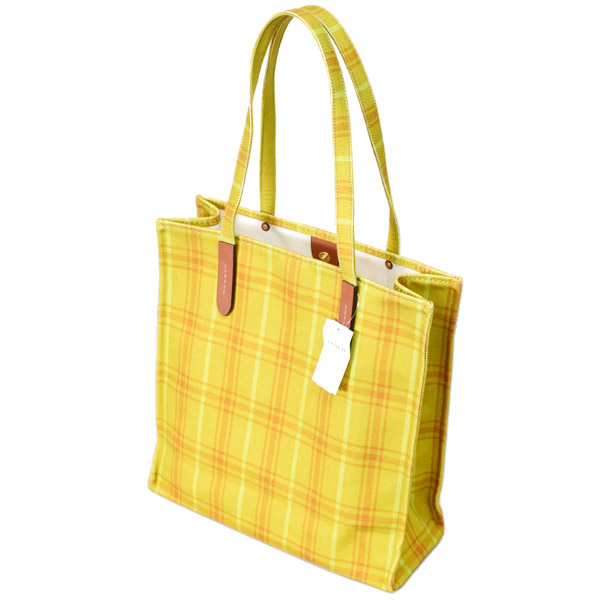 画像: 【COACH】コーチ バッグ トート チェック柄 キャンバス レザー プラッド プリント ロゴ トートバッグ バーニッシュアンバー〔日本未発売〕