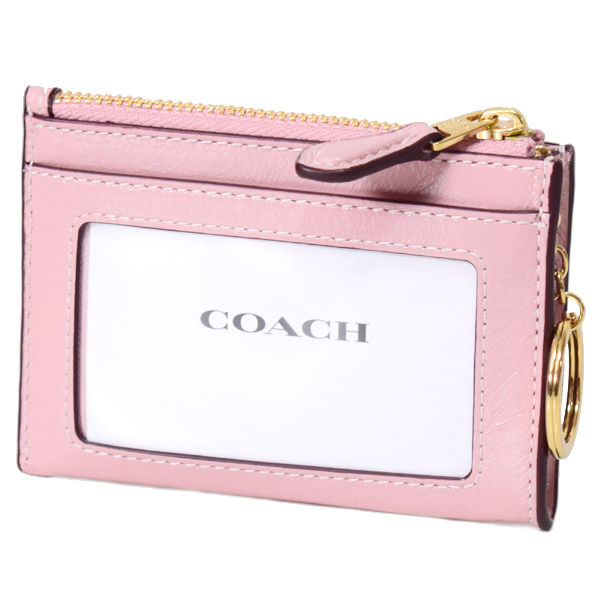 画像: 【COACH】コーチ カードケース クリンクル レザー ロゴ キーリング付き ミニ スキニー IDケース コインケース カーネーション（日本未発売）