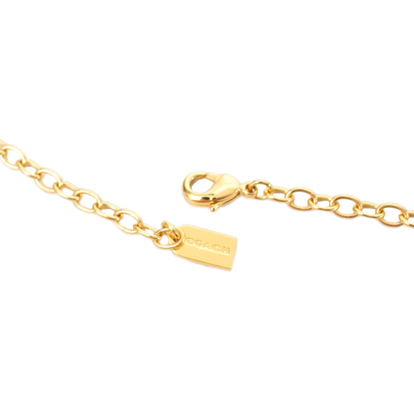 画像: 【COACH】コーチ ネックレス チョーカー プレーテッドブラス エナメル ストーン ハート チョーカー ロゴ チェーン ネックレス ゴールドマルチ〔日本未発売〕