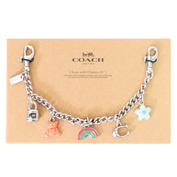 画像: 【COACH】コーチ チャーム ストラップ メタル エナメル ストーン テディベア 南京錠 お花 虹 ロゴ スワッガー チェーン ドッグリーシュ バッグチャーム キーホルダー シルバーマルチ（日本未発売）
