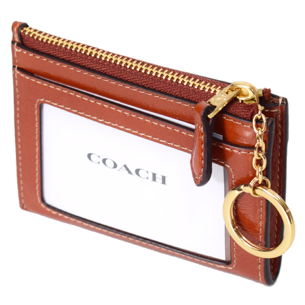 画像: 【COACH】コーチ カードケース クリンクル レザー ロゴ キーリング付き ミニ スキニー IDケース コインケース シナモン（日本未発売）