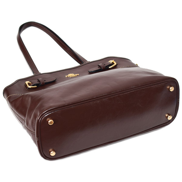 画像: 【COACH】コーチ バッグ シャイニー スムースレザー クリンクル イーストン ロゴ キーリング チャーム付き ジップ トート バッグ メイプル（日本未発売）