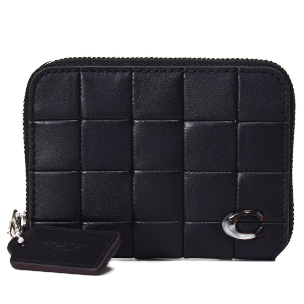 画像1: 【COACH】コーチ 財布 Coachtopia コーチトピア レザー チェッカーボード アップクラフト ロゴ ジップ アラウンド ウォレット カードケース コインケース 小銭入れ ブラック（日本未発売） (1)