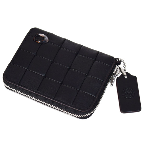 画像: 【COACH】コーチ 財布 Coachtopia コーチトピア レザー チェッカーボード アップクラフト ロゴ ジップ アラウンド ウォレット カードケース コインケース 小銭入れ ブラック（日本未発売）