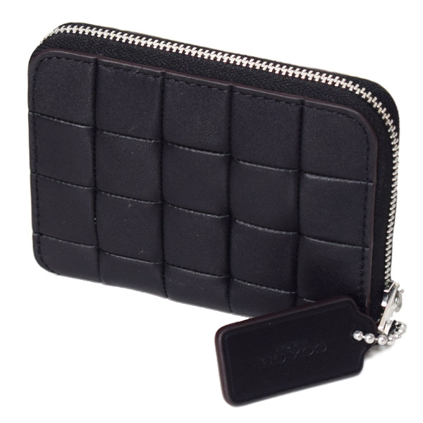 画像: 【COACH】コーチ 財布 Coachtopia コーチトピア レザー チェッカーボード アップクラフト ロゴ ジップ アラウンド ウォレット カードケース コインケース 小銭入れ ブラック（日本未発売）