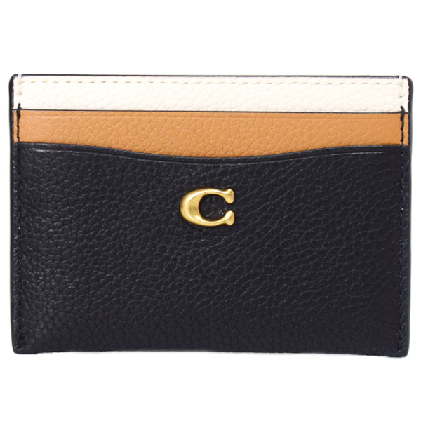 画像1: 【COACH】コーチ カードケース レザー エッセンシャル カラーブロック ロゴ カードケース スリム パスケース 定期入れ 名刺入れ ブラックマルチ（日本未発売） (1)