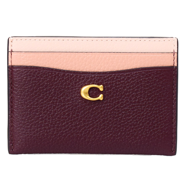 画像1: 【COACH】コーチ カードケース レザー エッセンシャル カラーブロック ロゴ カードケース スリム パスケース 定期入れ 名刺入れ メルローマルチ（日本未発売） (1)