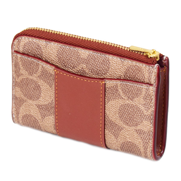 画像: 【COACH】コーチ コインケース コーティングキャンバス レザー シグネチャー エッセンシャル キーリング付き L字 ジップ ロゴ マルチ カードケース 小銭入れ タンキャラメル〔日本未発売〕